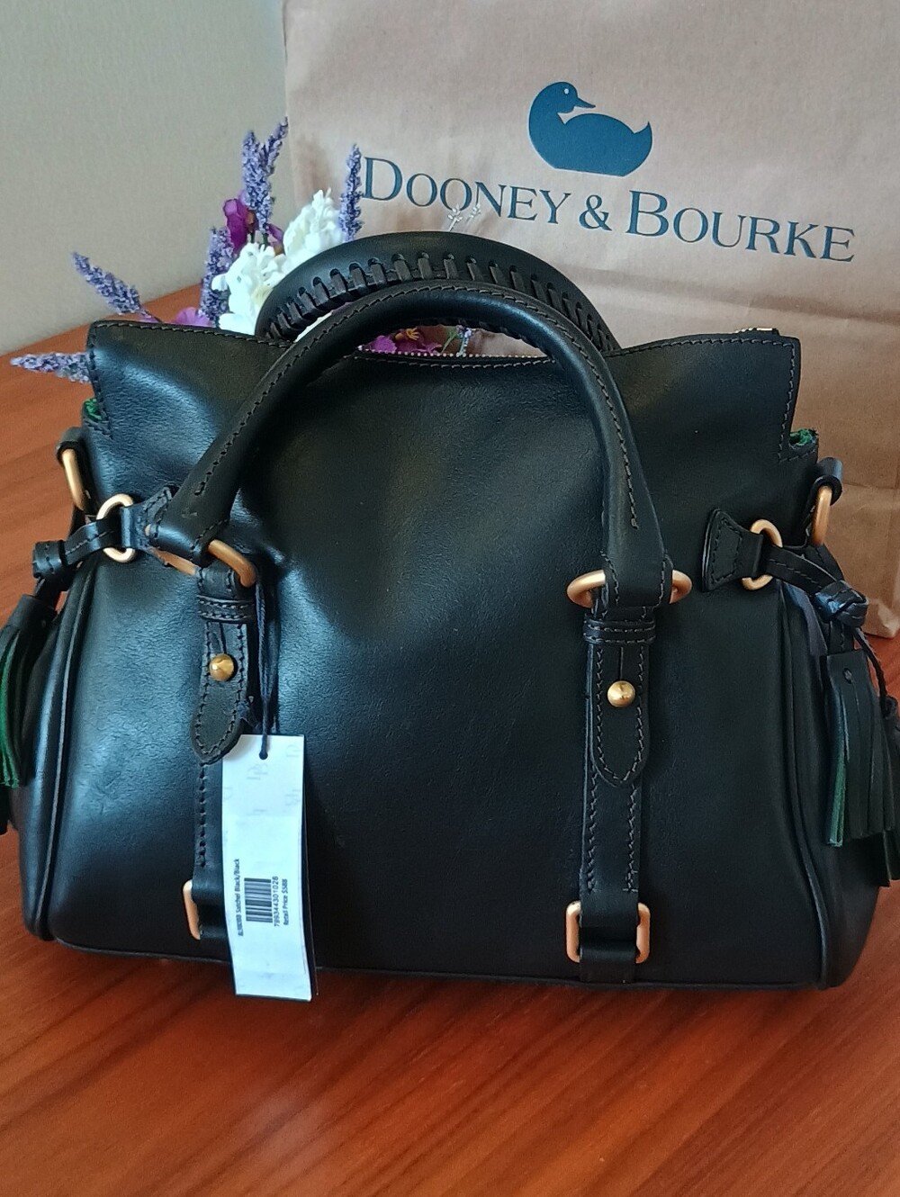 NWT! Dooney & Bourke Florentine* Medium/Regular Satchel In Black/Black - Picture 7 of 16